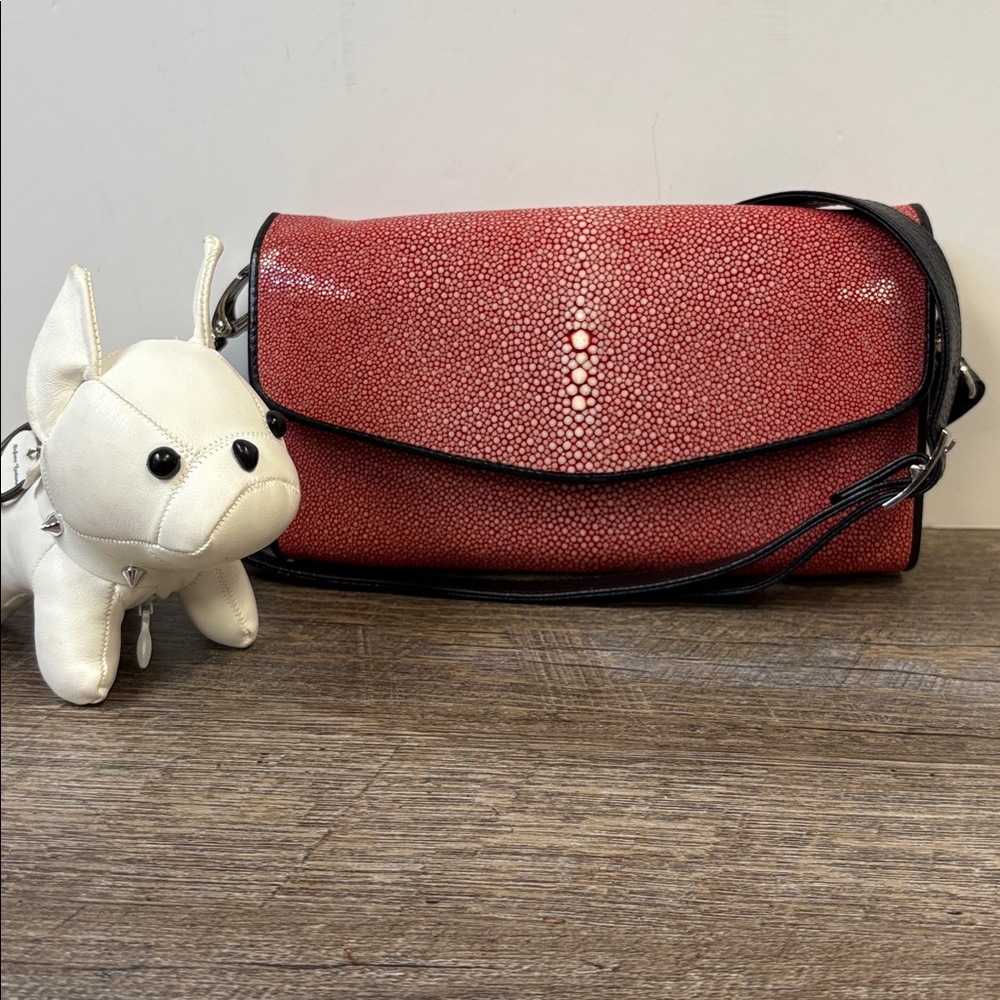 Stefano Laviano Red Stingray Leather Crossbody Shoulder Bag